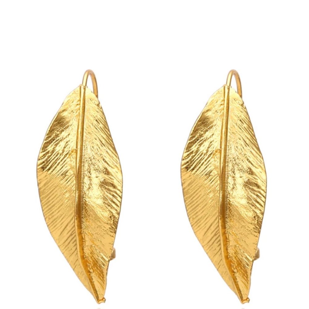 ZARA Golden Metal Leaf Earrings